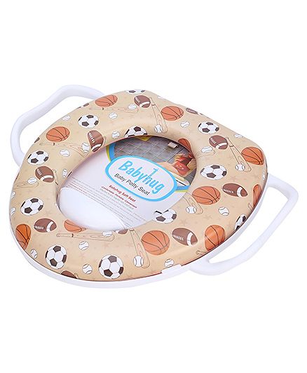 Babyhug Potty Seat With Handle Football Print - Light Brown