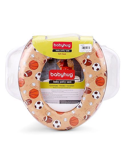 Babyhug Potty Seat With Handle Football Print - Light Brown