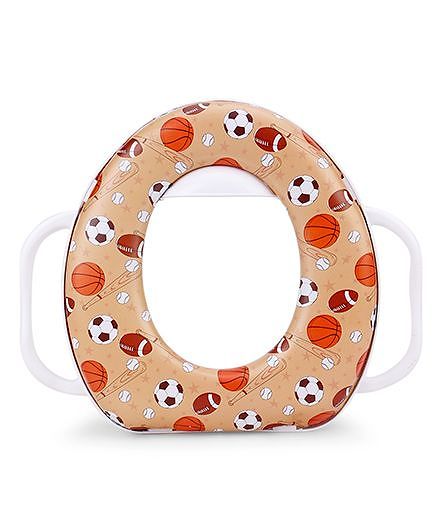 Babyhug Potty Seat With Handle Football Print - Light Brown