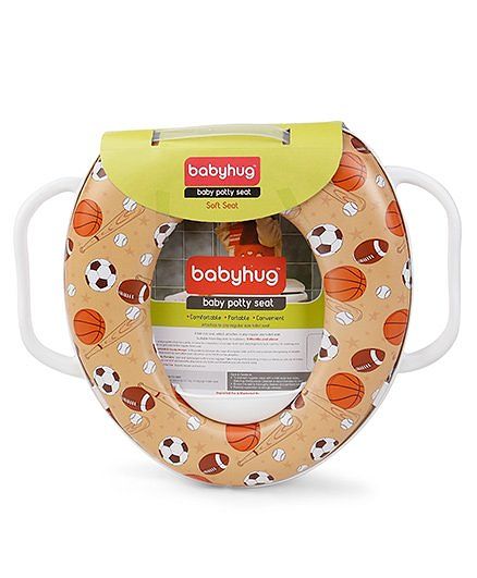 Babyhug Potty Seat With Handle Football Print - Light Brown