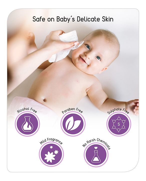 Babyhug 98% Water Soothing Lavender & Chamomile Baby Wet Wipes - 72 Pieces