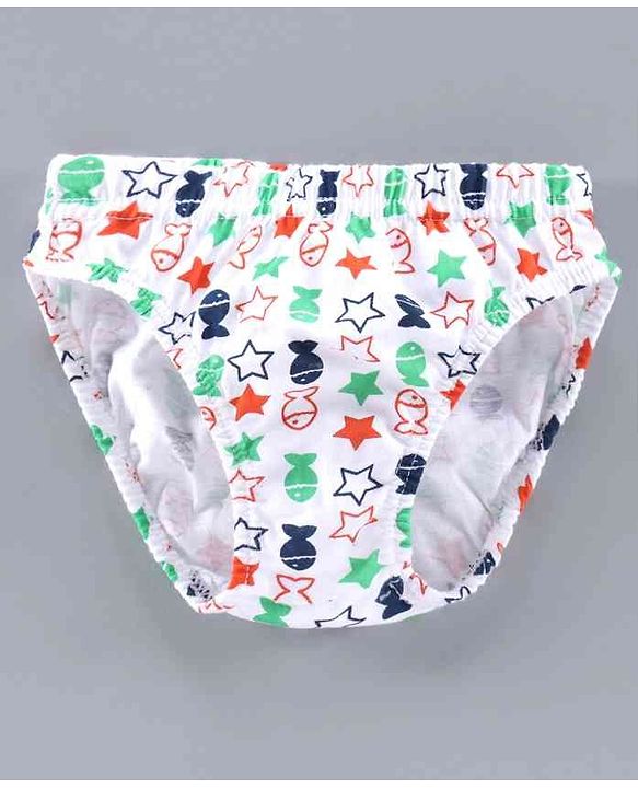 Babyhug 100% Cotton Briefs Multiprint Pack of 3 - White Blue