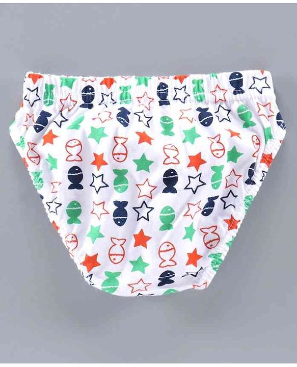 Babyhug 100% Cotton Briefs Multiprint Pack of 3 - White Blue
