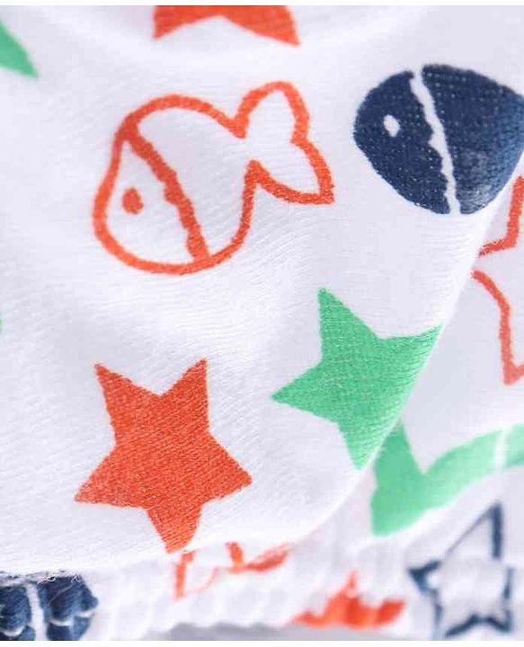 Babyhug 100% Cotton Briefs Multiprint Pack of 3 - White Blue