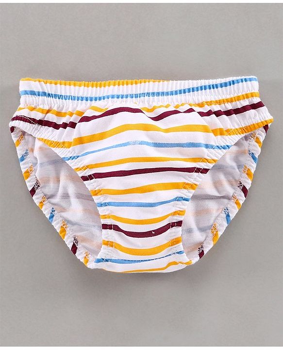 Babyhug 100% Cotton Briefs Animal Print Pack of 3 - White Yellow