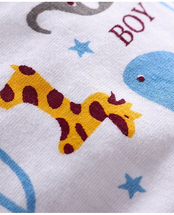 Babyhug 100% Cotton Briefs Animal Print Pack of 3 - White Yellow
