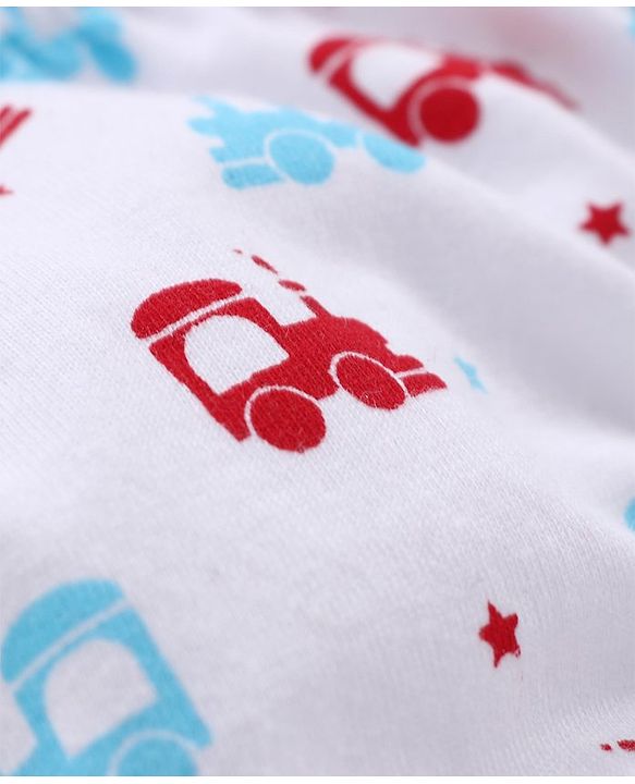 Babyhug Stripes & Vehicle Printed 100% Cotton Briefs Pack of 3 - Red Blue White