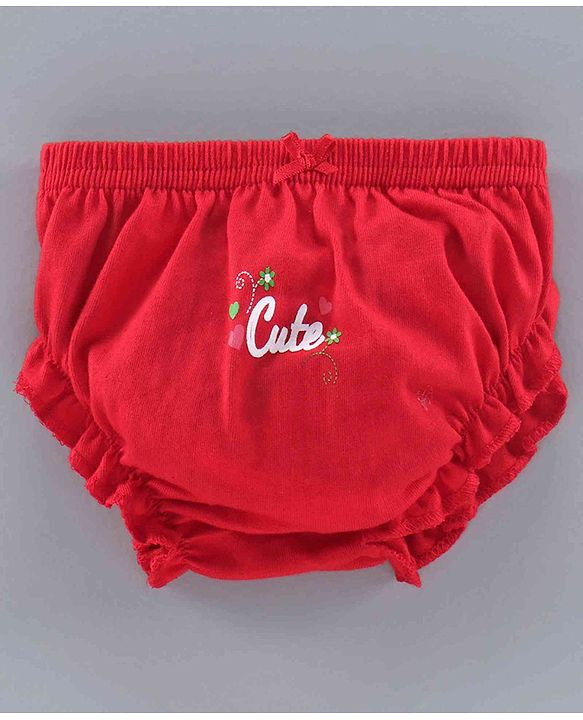 Babyhug 100% Cotton Bloomers Multiprint Pack of 3 - White Red