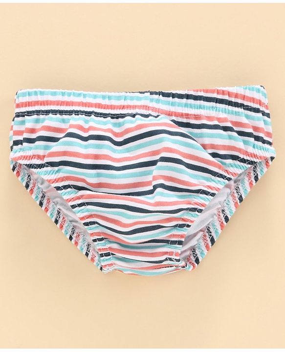 Babyhug 100% Cotton Brief Star Print Pack of 3 - White Navy Blue