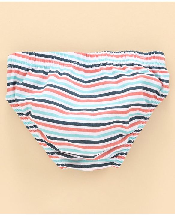 Babyhug 100% Cotton Brief Star Print Pack of 3 - White Navy Blue