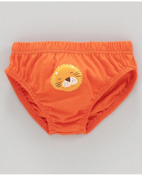 Babyhug 100% Cotton Brief Star Print Pack of 3 - White Orange