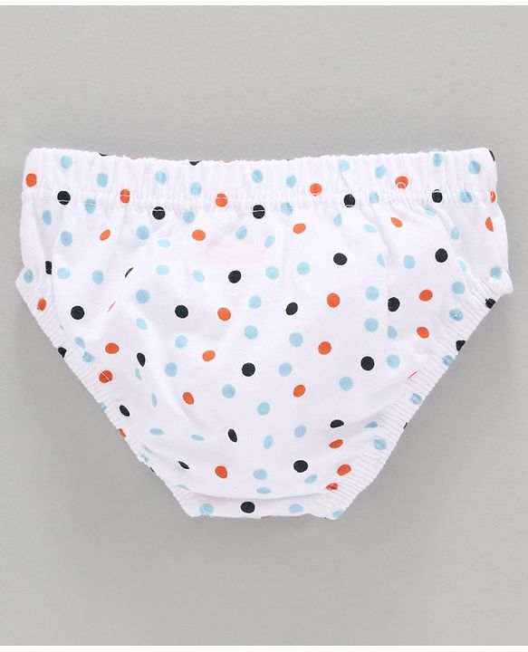 Babyhug 100% Cotton Brief Star Print Pack of 3 - White Orange
