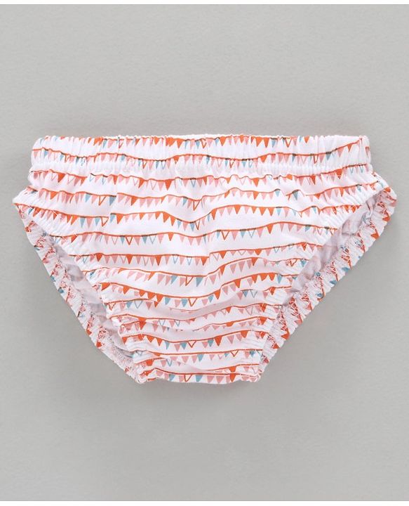 Babyhug 100% Cotton Brief Star Print Pack of 3 - White Orange