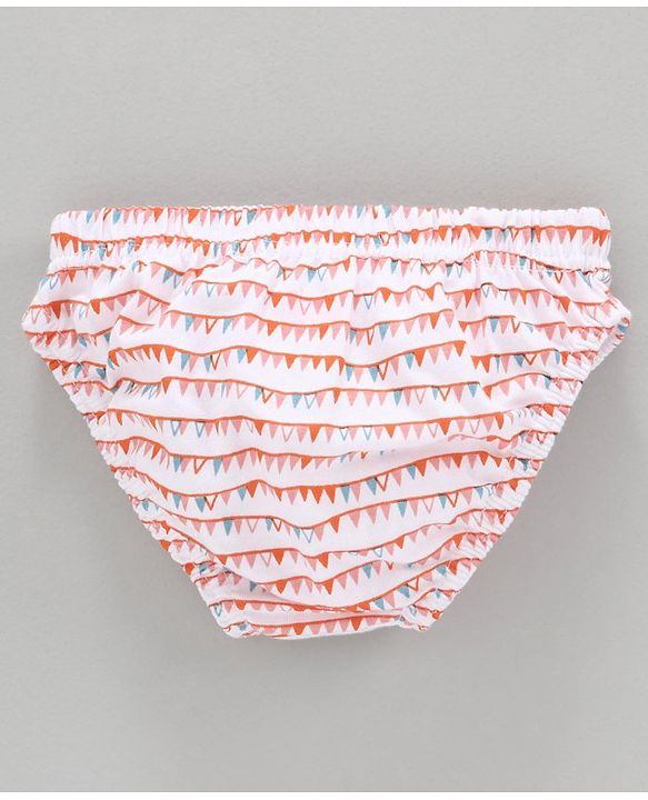 Babyhug 100% Cotton Brief Star Print Pack of 3 - White Orange