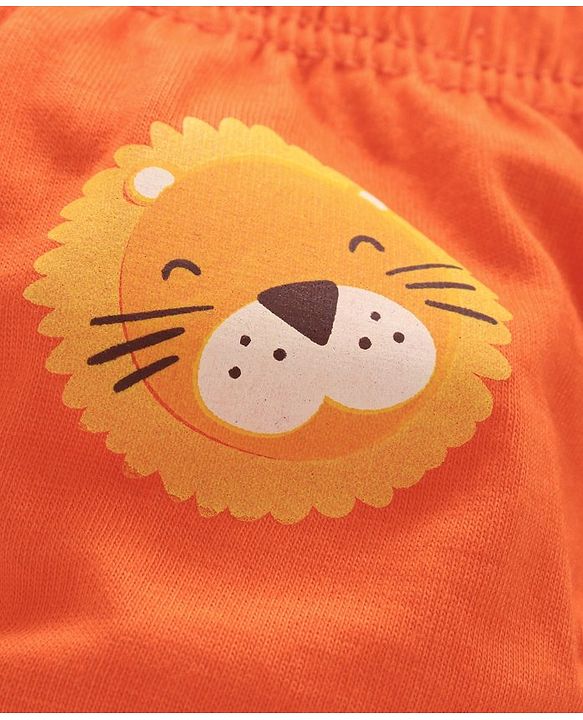 Babyhug 100% Cotton Brief Star Print Pack of 3 - White Orange