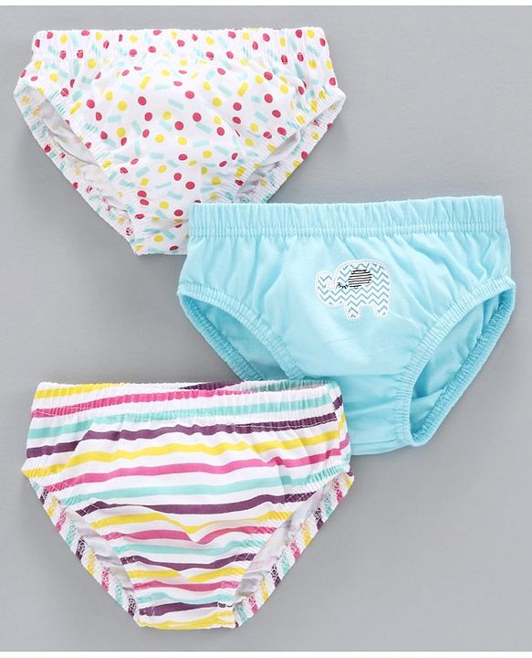 Babyhug 100% Cotton Brief Polka Dot Print Pack of 3 - White Blue