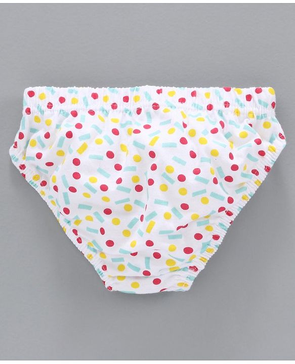 Babyhug 100% Cotton Brief Polka Dot Print Pack of 3 - White Blue
