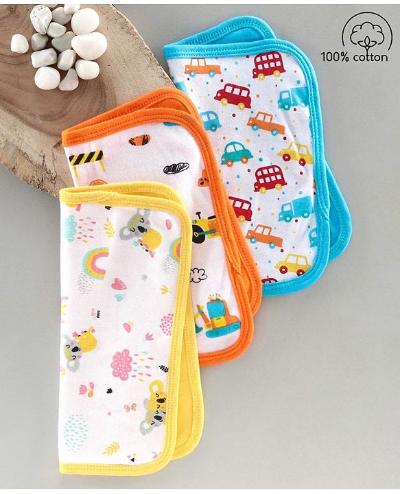 Babyhug 100% Cotton Double Layer Wash Cloth Pack of 3 - Yellow Orange Blue