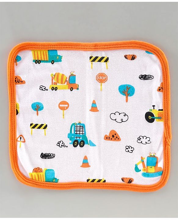 Babyhug 100% Cotton Double Layer Wash Cloth Pack of 3 - Yellow Orange Blue