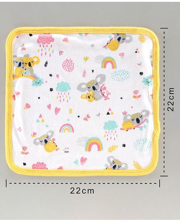Babyhug 100% Cotton Double Layer Wash Cloth Pack of 3 - Yellow Orange Blue