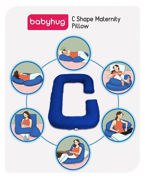 Babyhug Cotton C Shape Maternity Pillow - Royal Blue