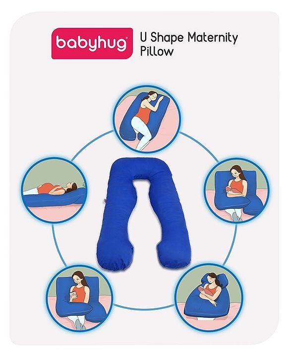 Babyhug Cotton U Shape Maternity Pillow - Royal Blue