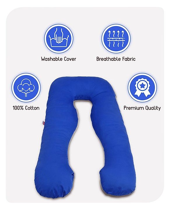 Babyhug Cotton U Shape Maternity Pillow - Royal Blue