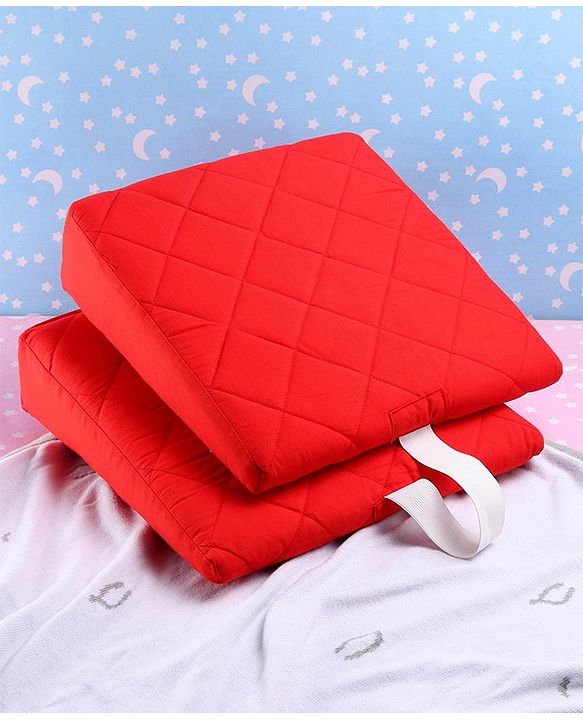 Babyhug Maternity Double Wedge Pillow With Quilted Cover - Red| Soft yet Firm| Breathable Fabric| Removable & Washable Outer Cover| Quilted Cotton Fabric| Sleep & Back Support| Relieves Back Pain| Ideal for Pregnant Women| Facilitates Peaceful Sleep
