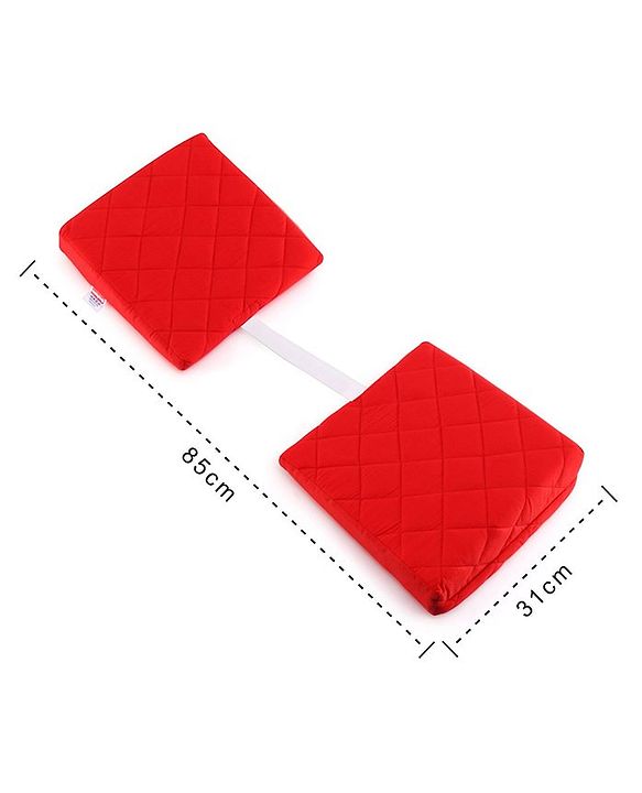 Babyhug Maternity Double Wedge Pillow With Quilted Cover - Red| Soft yet Firm| Breathable Fabric| Removable & Washable Outer Cover| Quilted Cotton Fabric| Sleep & Back Support| Relieves Back Pain| Ideal for Pregnant Women| Facilitates Peaceful Sleep