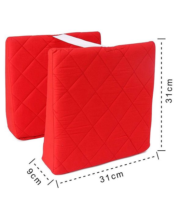 Babyhug Maternity Double Wedge Pillow With Quilted Cover - Red| Soft yet Firm| Breathable Fabric| Removable & Washable Outer Cover| Quilted Cotton Fabric| Sleep & Back Support| Relieves Back Pain| Ideal for Pregnant Women| Facilitates Peaceful Sleep