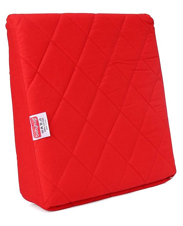 Babyhug Cotton Maternity Wedge Pillow With Quilted Cover - Red| Soft yet Firm| Breathable Fabric| Removable & Washable Outer Cover| Quilted Cotton Fabric| Sleep & Back Support| Relieves Back Pain| Ideal for Pregnant Women| Facilitates Peaceful Sleep