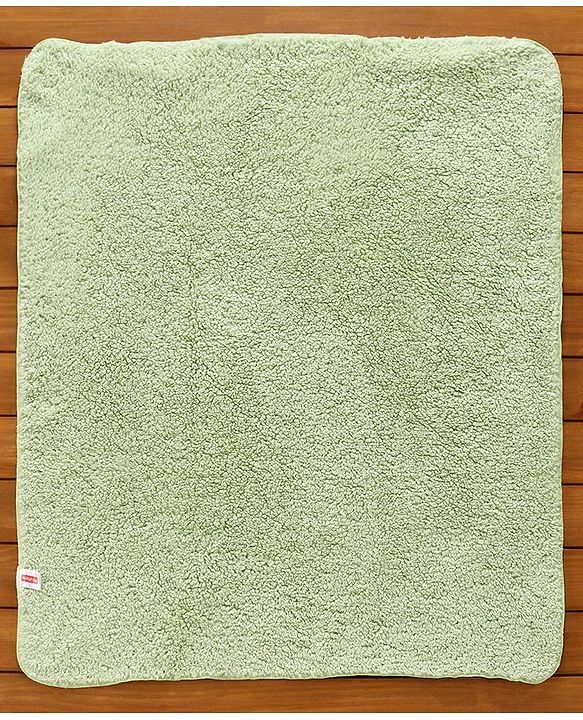 Babyhug Sherin & Poly Wool All Season Blanket Elephant Design - White Green (Blanket's Fur Color May Vary)