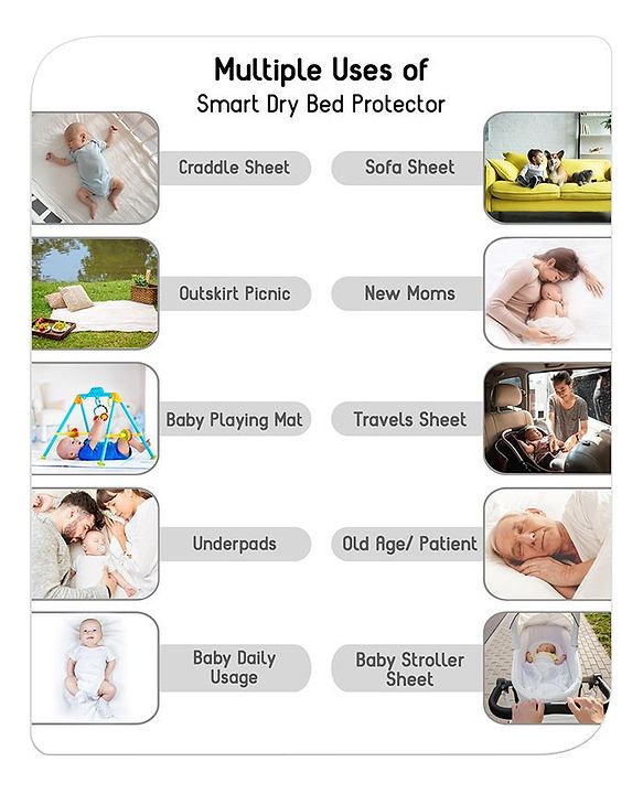 Babyhug Smart Dry Bed Protector Sheet Pack of 2 Medium - Pink Green