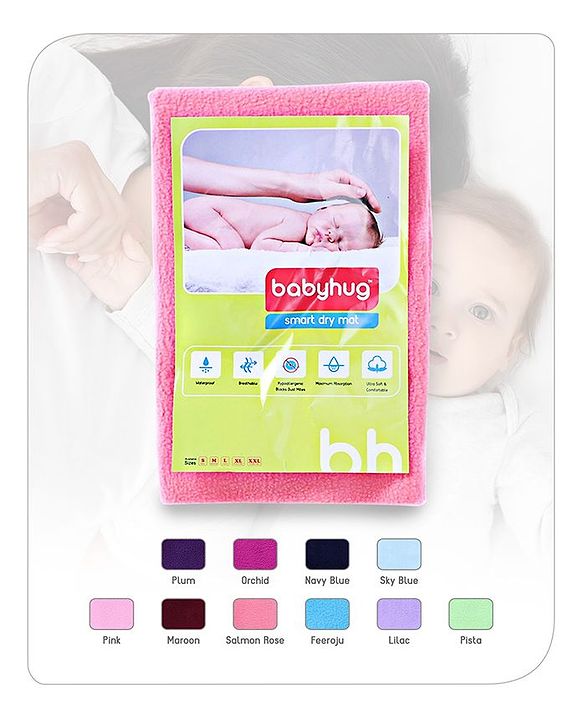 Babyhug Smart Dry Bed Protector Sheet Pack of 2 Medium - Pink Green