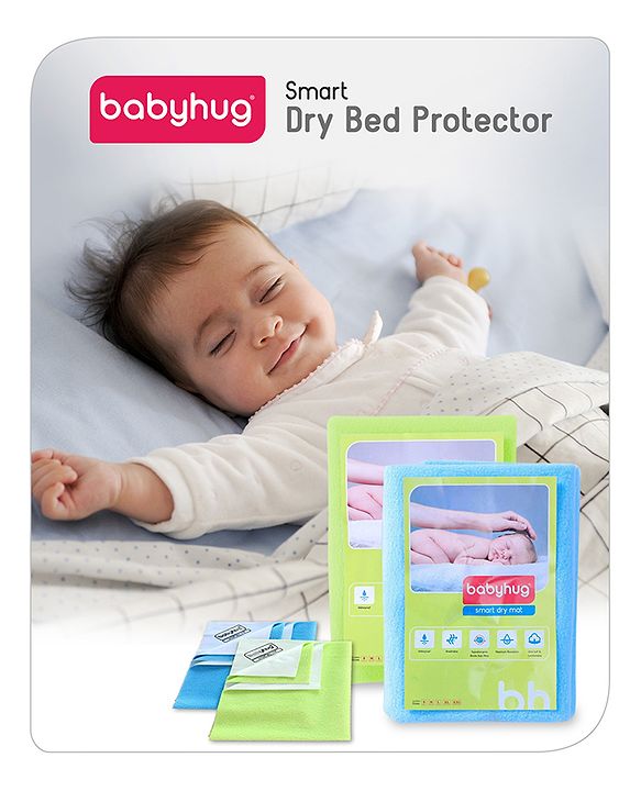 Babyhug Smart Dry Bed Protector Sheet Pack of 2 Extra Large - Blue Green