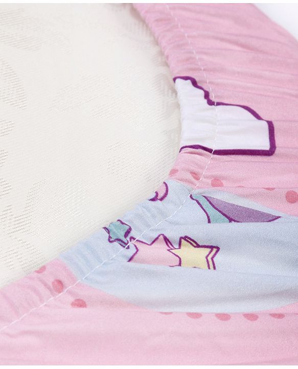 Babyhug 100% Cotton Crib Bedding Set Unicorn Print Regular - Multicolor (Cot not Included)