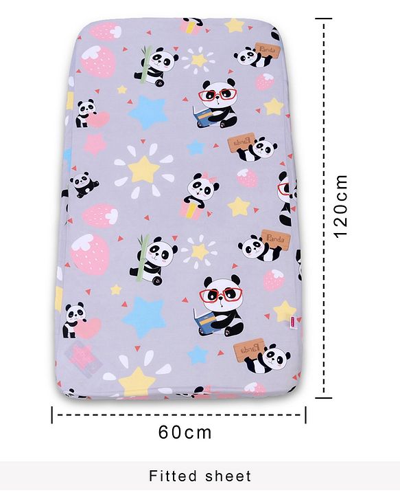 Babyhug 100% Cotton Crib Bedding Set Unicorn Print Regular - Multicolor (Cot not Included)