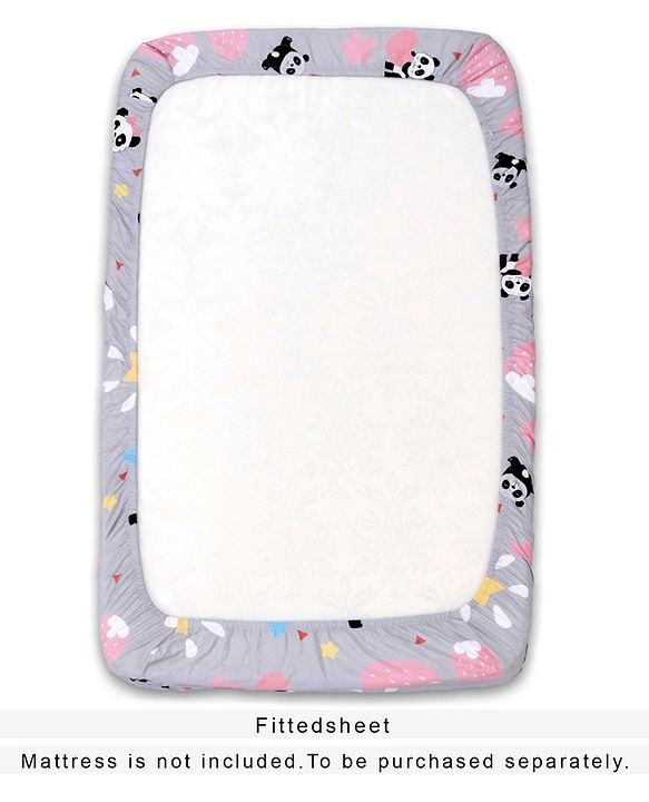 Babyhug 100% Cotton Crib Bedding Set Unicorn Print Regular - Multicolor (Cot not Included)