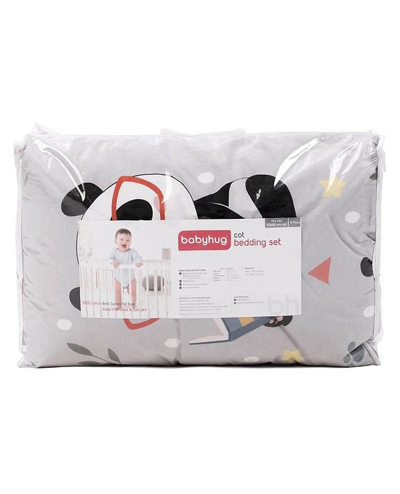 Babyhug 100% Cotton Crib Bedding Set Unicorn Print Regular - Multicolor (Cot not Included)