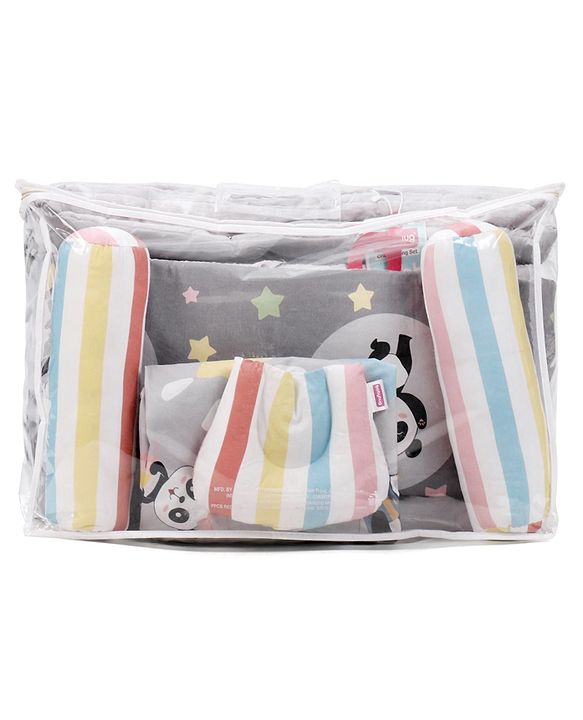 Babyhug 100% Cotton Crib Bedding Set Unicorn Print Regular - Multicolor (Cot not Included)