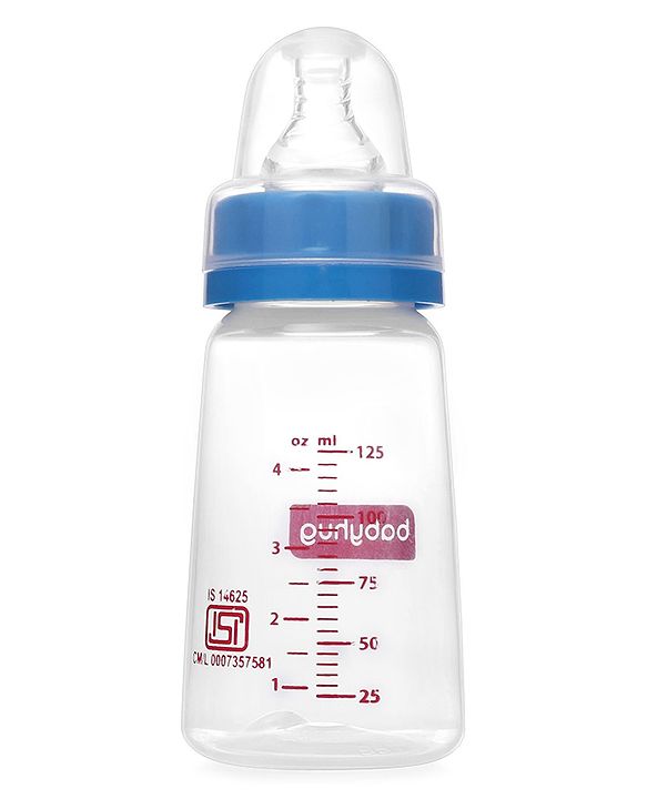 Babyhug Narrow Neck Feeding Bottle Pack of 2 Blue White - 125 ml Each