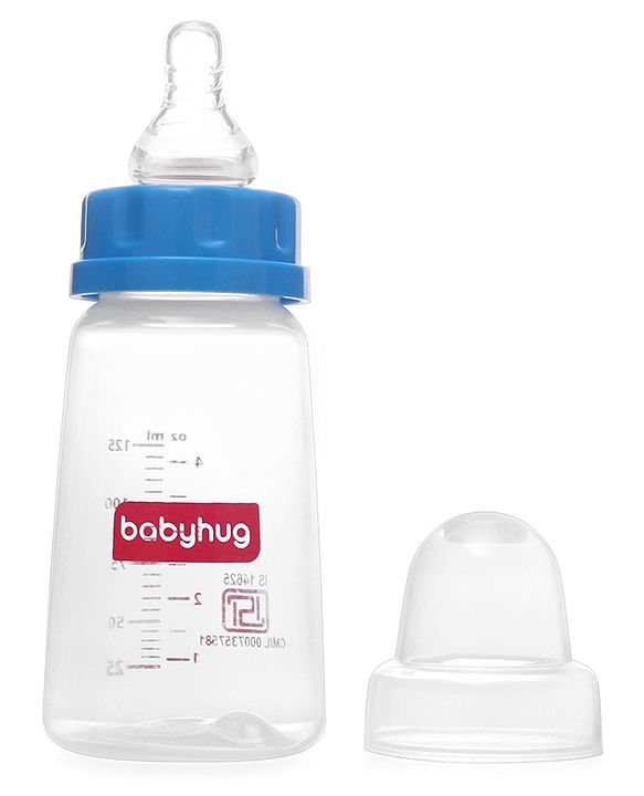Babyhug Narrow Neck Feeding Bottle Pack of 2 Blue White - 125 ml Each