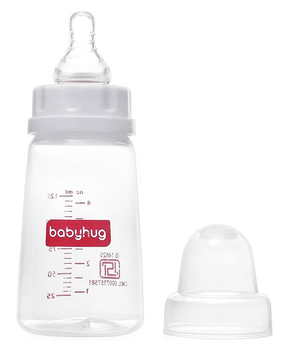 Babyhug Narrow Neck Feeding Bottle Pack of 2 Blue White - 125 ml Each