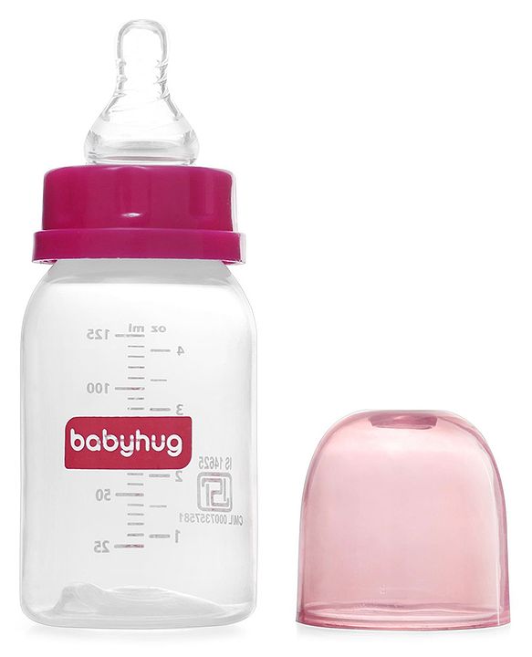 Babyhug Narrow Neck Feeding Bottle Pack of 2 Pink Green - 125 ml Each