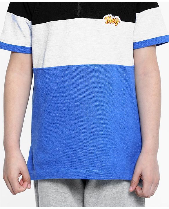 Pine Kids Half Sleeves Biowashed Tee Hey Patch - Blue Light Grey