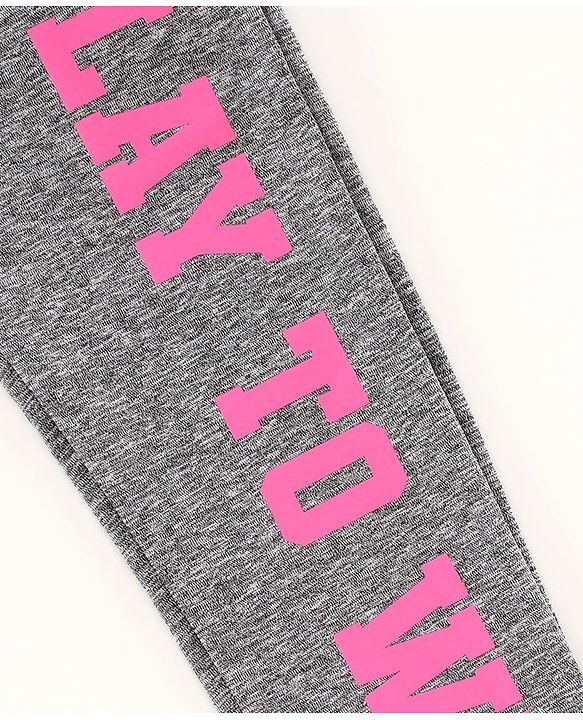 Pine Kids Full Length Dri-Fit Athleisure Leggings Play To Win Print - Grey