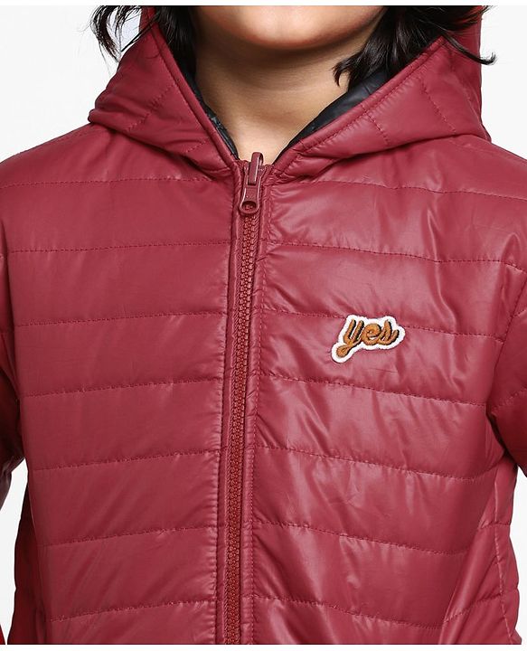 Pine Kids Full Sleeves Reversible Hooded Jacket - Red Black