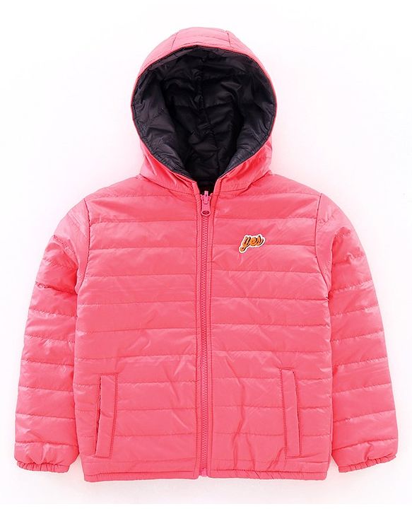 Pine Kids Full Sleeves Reversible Hooded Jacket - Peach Navy