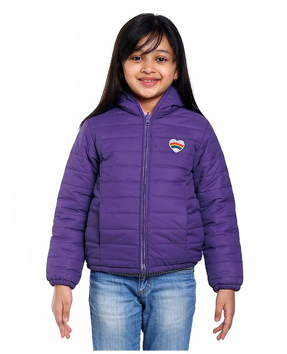 Pine Kids Full Sleeves Reversible Hooded Jacket - Purple Pink