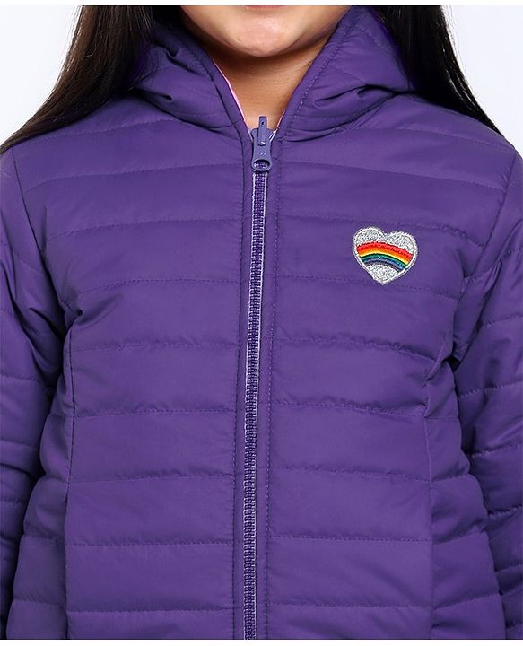Pine Kids Full Sleeves Reversible Hooded Jacket - Purple Pink